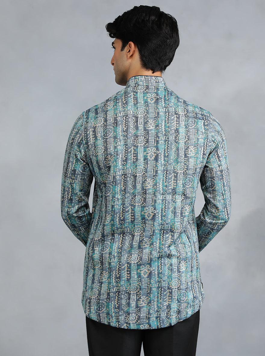 Teal Blue Printed Kurta | The Kurta Company