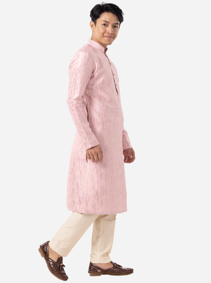 Trendy Blush Pink Self Textured Kurta | The Kurta Company