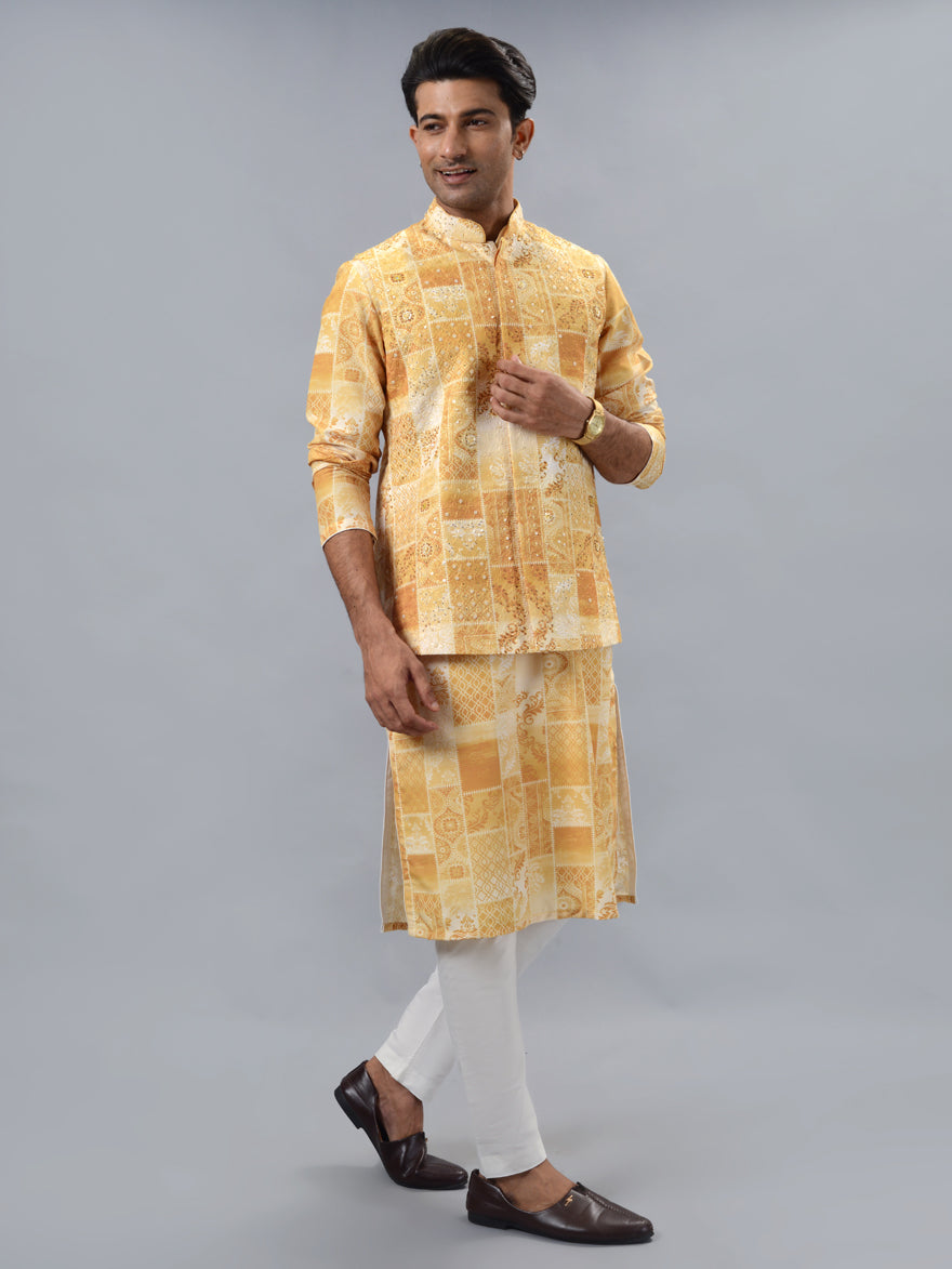 Mustard Kurta Set with Koti | TULA