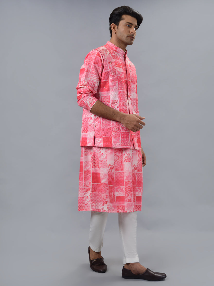 Pink Kurta Set with Koti | TULA