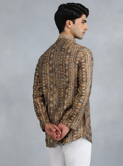 White Brown Self Design Kurta | The Kurta Company