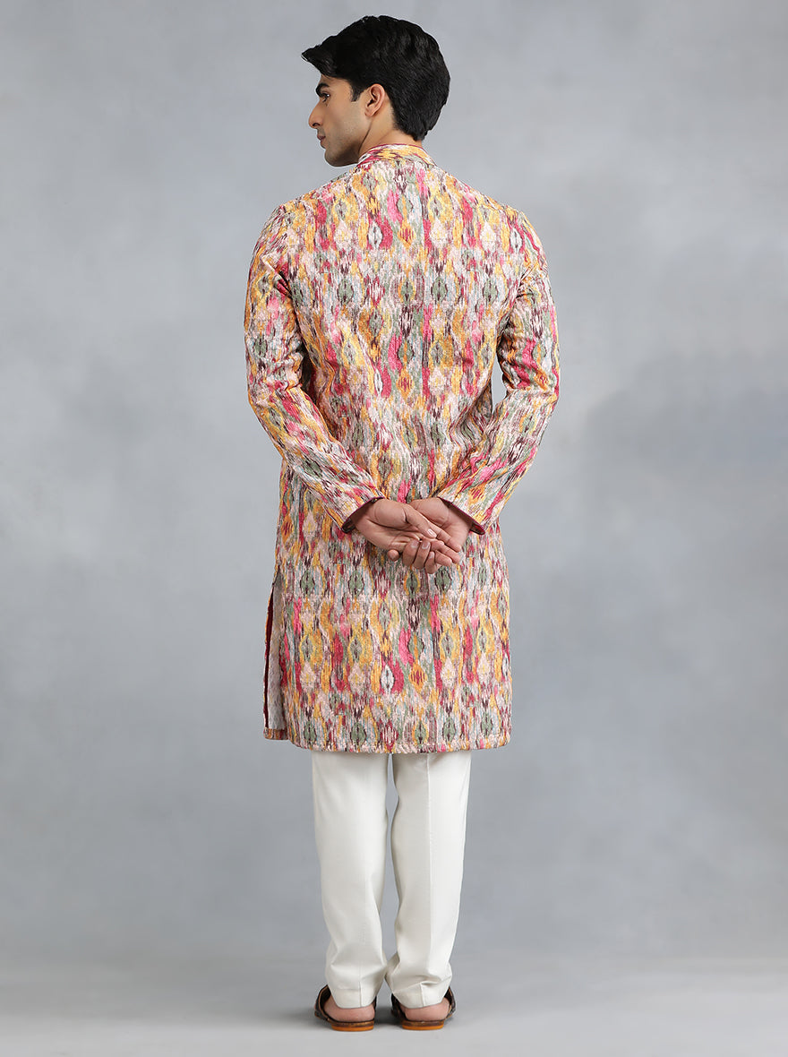 Pink & Yellow Printed Kurta | The Kurta Company