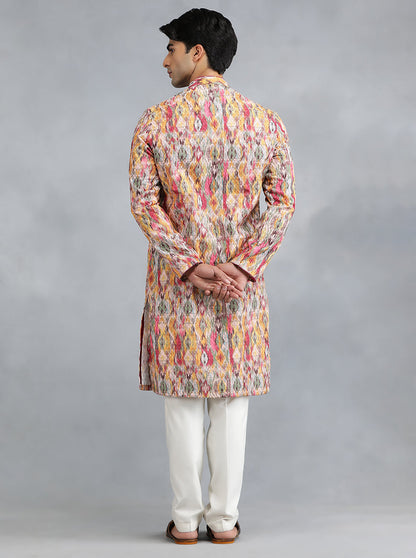 Pink & Yellow Printed Kurta | The Kurta Company
