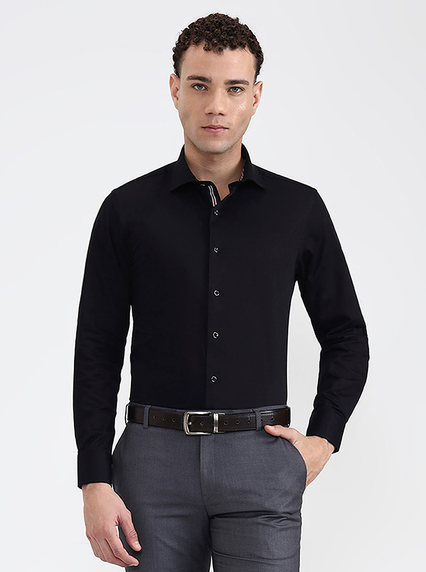 Black Solid Slim Fit Party Wear Shirt | JB X JB