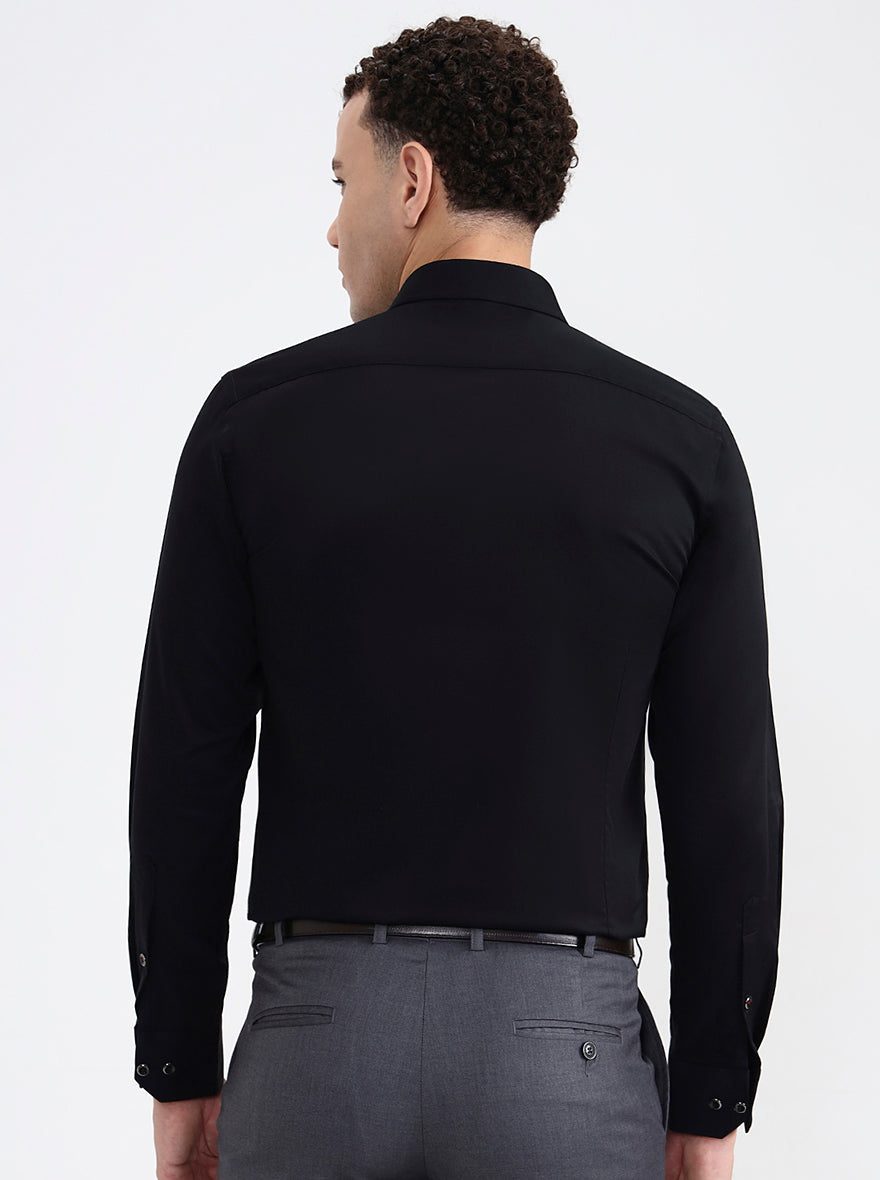 Black Solid Slim Fit Party Wear Shirt | JB X JB