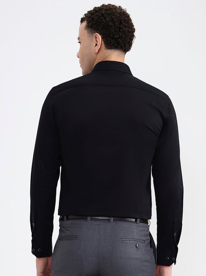 Black Solid Slim Fit Party Wear Shirt | JB X JB
