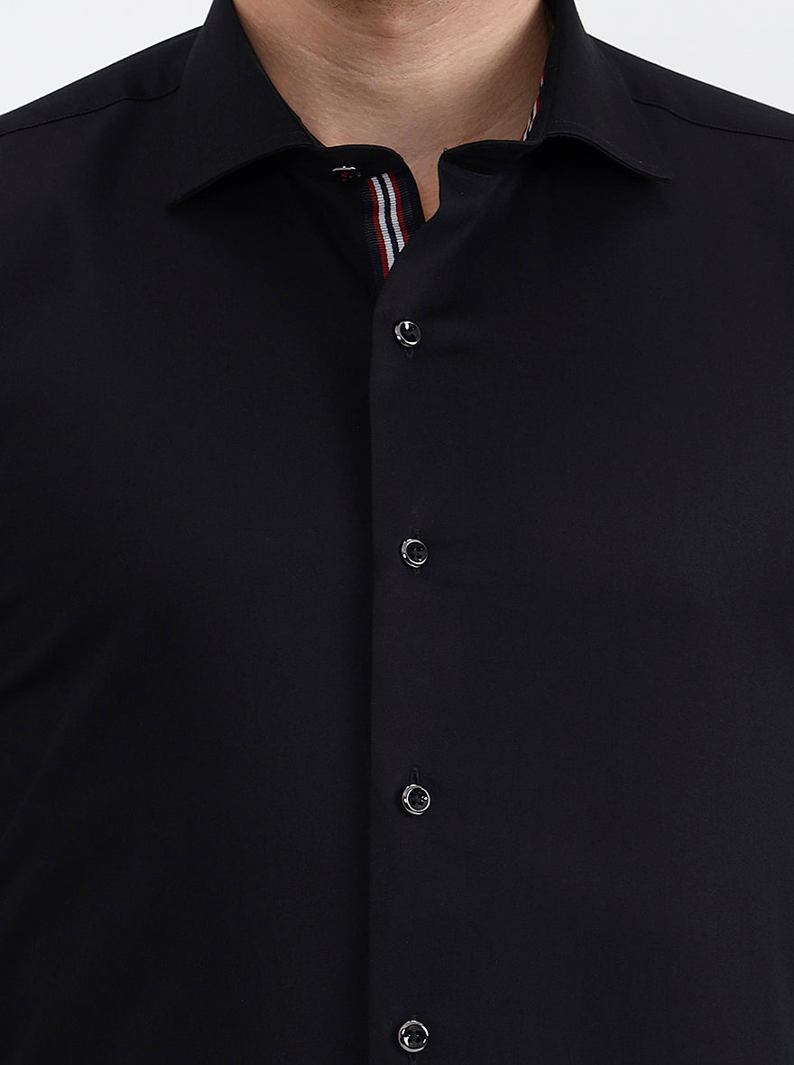 Black Solid Slim Fit Party Wear Shirt | JB X JB