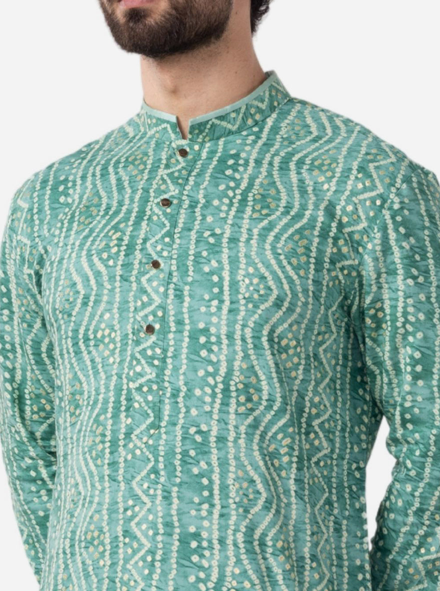 Carrot Orange Printed Cotton Silk Blend Kurta | The Kurta Company