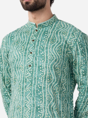 Carrot Orange Printed Cotton Silk Blend Kurta | The Kurta Company