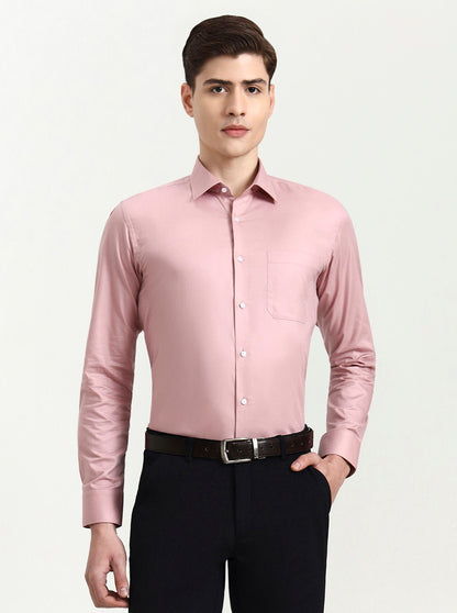 Pink Solid Slim Fit Formal Shirt | JadeBlue Youth