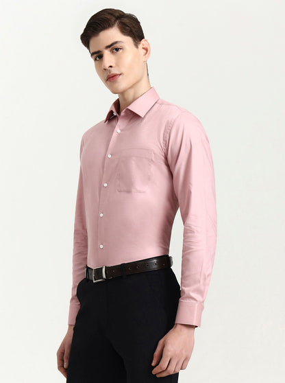 Pink Solid Slim Fit Formal Shirt | JadeBlue Youth