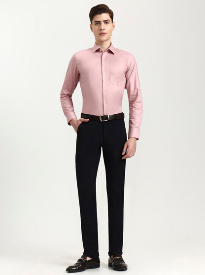 Pink Solid Slim Fit Formal Shirt | JadeBlue Youth