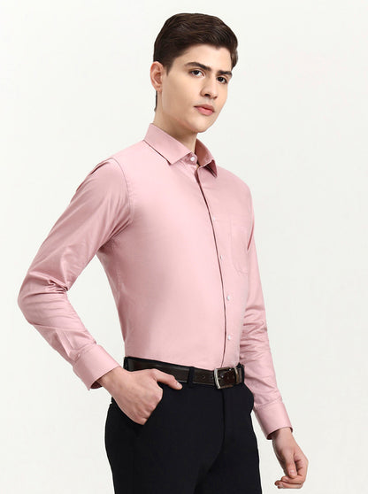 Pink Solid Slim Fit Formal Shirt | JadeBlue Youth