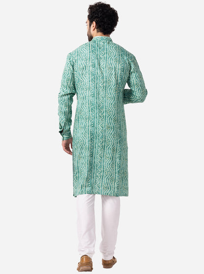 Carrot Orange Printed Cotton Silk Blend Kurta | The Kurta Company