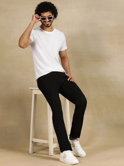 Black Solid Slim Fit Jeans | JadeBlue