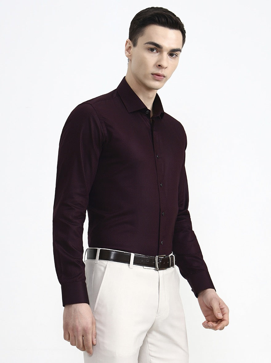 Maroon Solid Slim Fit Party Wear Shirt | Wyre