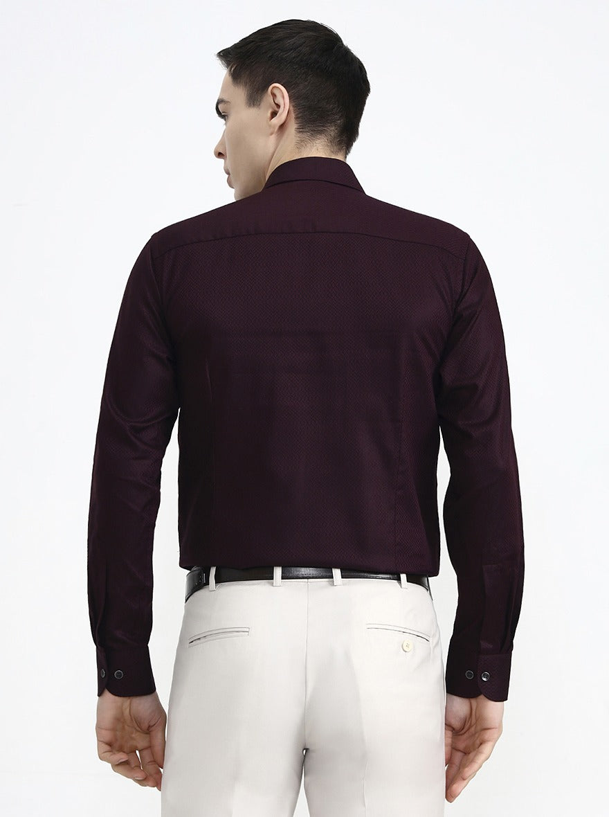 Maroon Solid Slim Fit Party Wear Shirt | Wyre