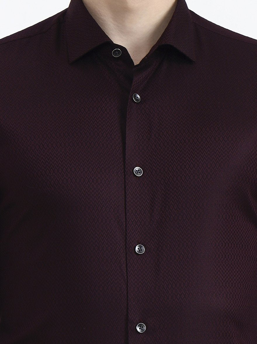 Maroon Solid Slim Fit Party Wear Shirt | Wyre