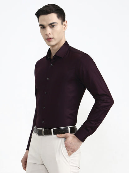 Maroon Solid Slim Fit Party Wear Shirt | Wyre