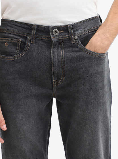 Charcoal Grey Solid Straight Fit Jeans | Greenfibre
