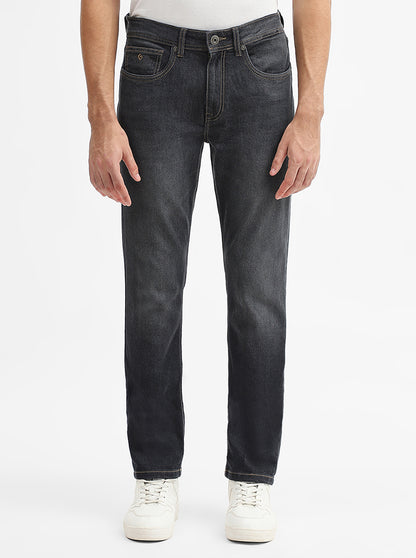 Charcoal Grey Solid Straight Fit Jeans | Greenfibre