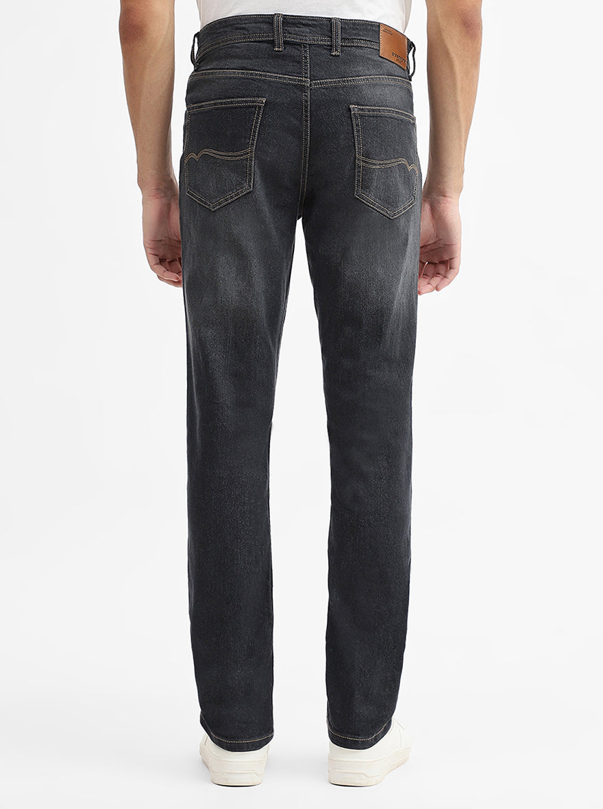 Charcoal Grey Solid Straight Fit Jeans | Greenfibre