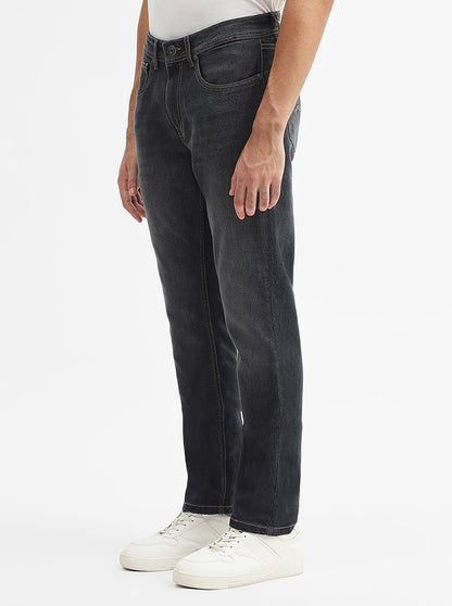 Charcoal Grey Solid Straight Fit Jeans | Greenfibre