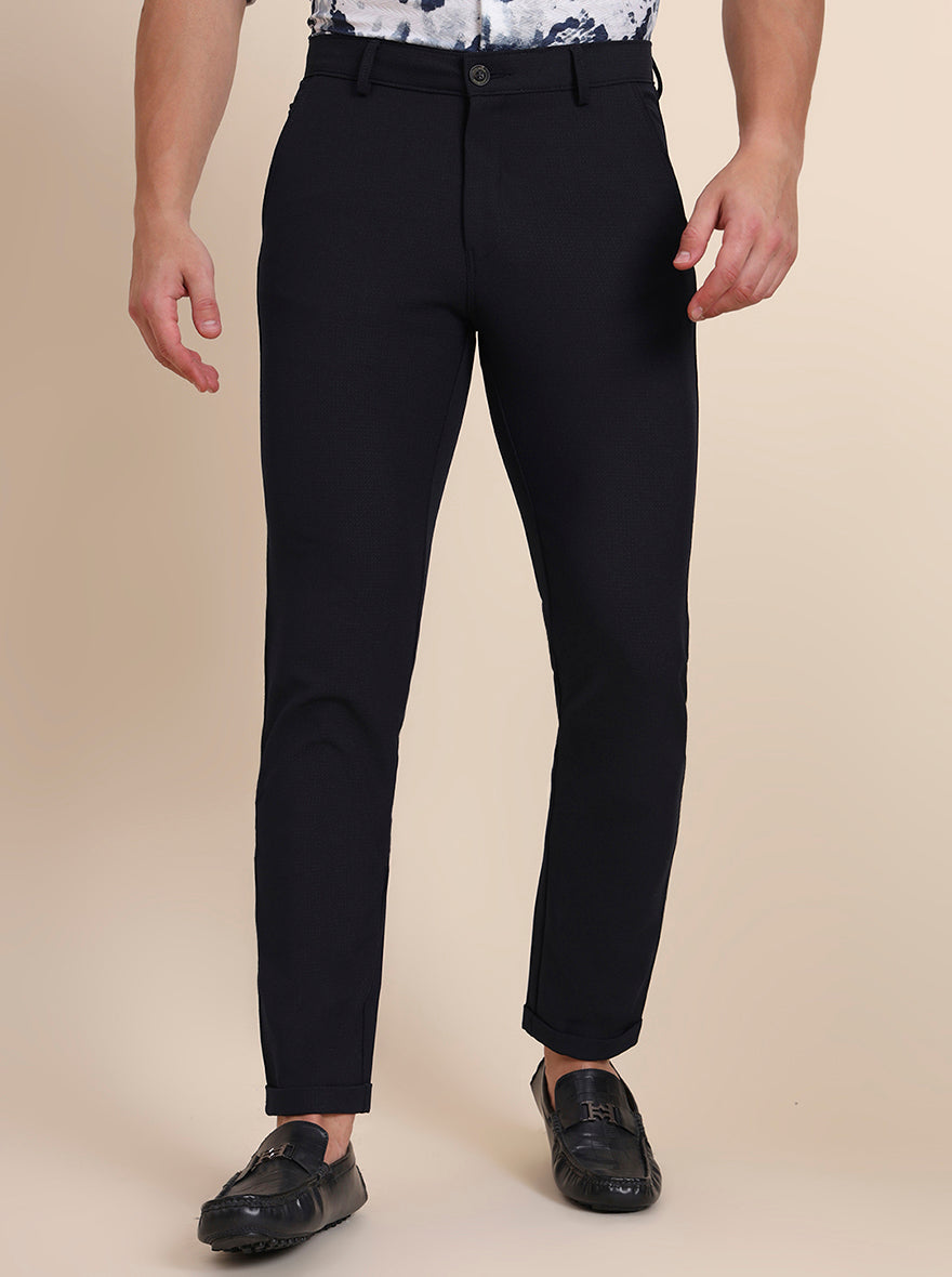 Blue Solid Slim Fit Club Wear Trouser | JB Studio