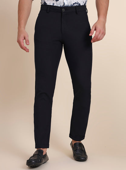 Blue Solid Slim Fit Club Wear Trouser | JB Studio