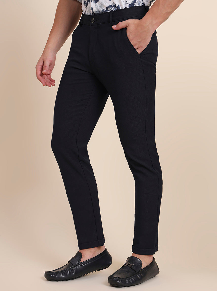 Blue Solid Slim Fit Club Wear Trouser | JB Studio