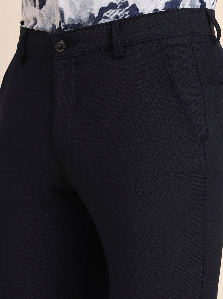 Blue Solid Slim Fit Club Wear Trouser | JB Studio