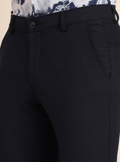 Blue Solid Slim Fit Club Wear Trouser | JB Studio