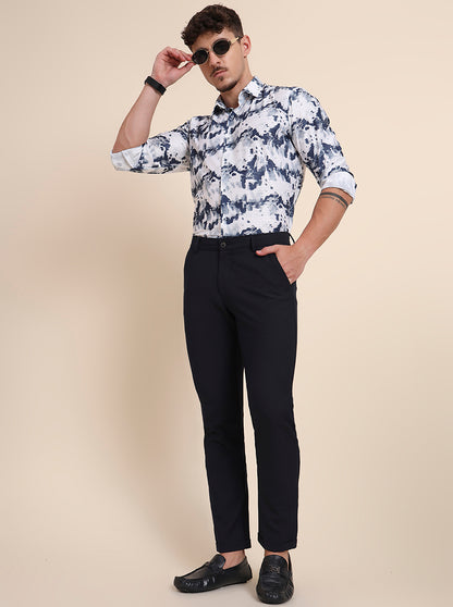 Blue Solid Slim Fit Club Wear Trouser | JB Studio
