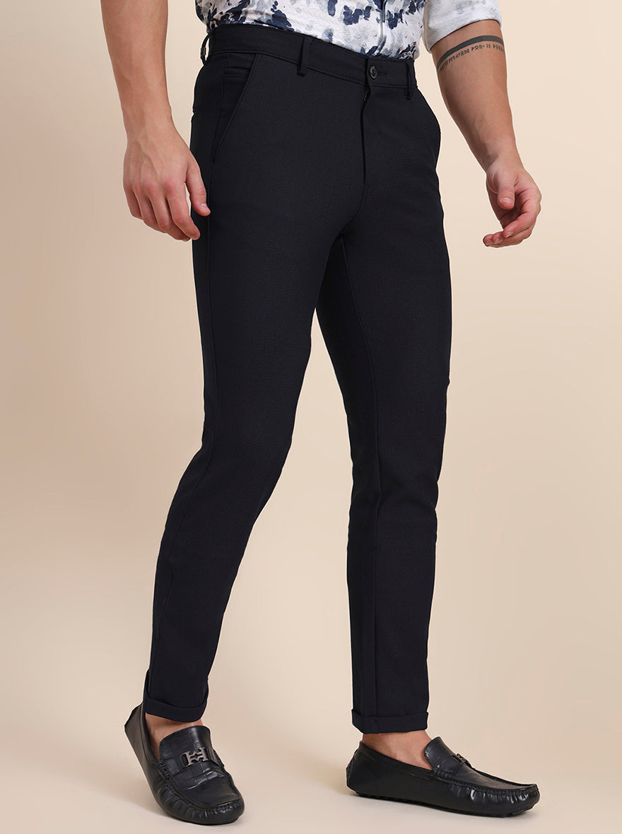 Blue Solid Slim Fit Club Wear Trouser | JB Studio