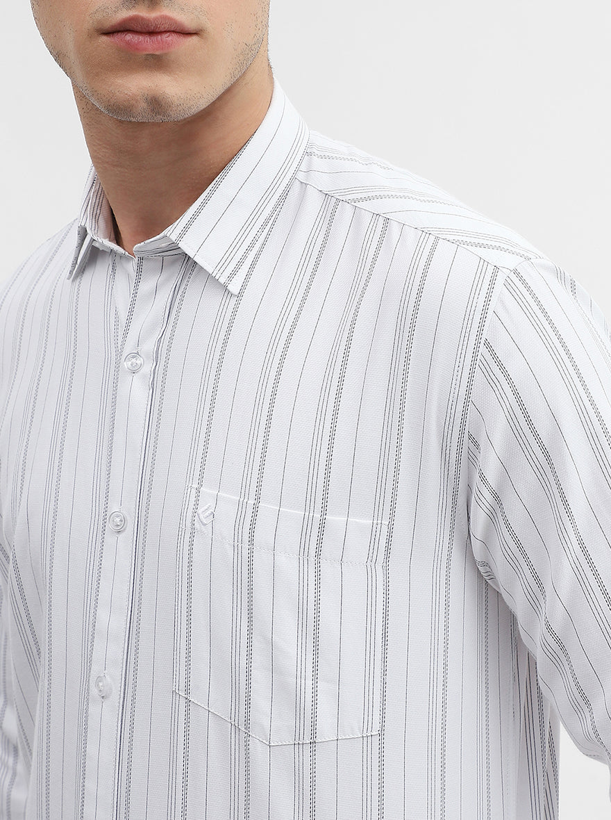 White Striped Smart Fit Semi Casual Shirt | Greenfibre