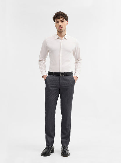 Grey Striped Super Slim Fit Formal Trouser | JadeBlue Youth