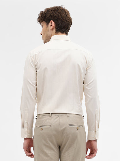 Yellow & Beige Striped Slim Fit Formal Shirt | Metal