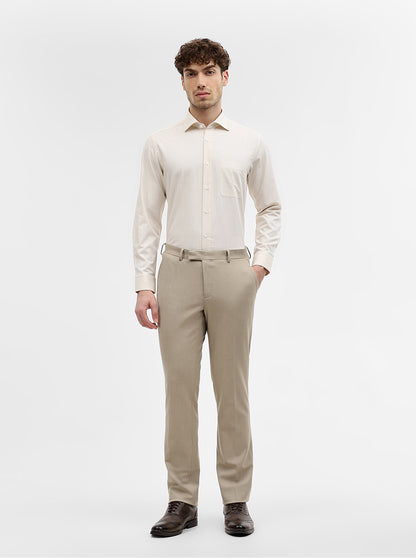 Yellow & Beige Striped Slim Fit Formal Shirt | Metal