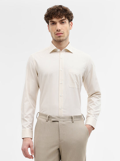 Yellow & Beige Striped Slim Fit Formal Shirt | Metal