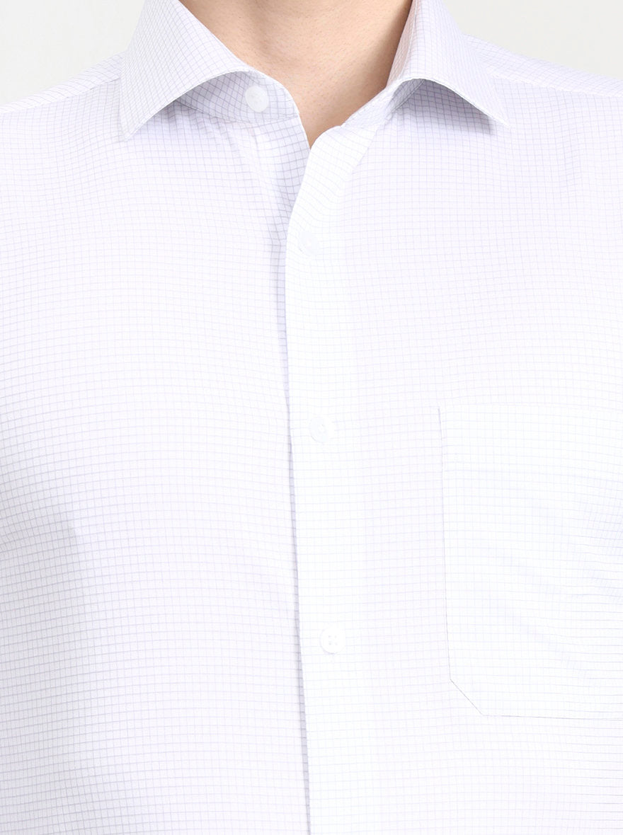 White & Grey Checked Slim Fit Formal Shirt | Metal