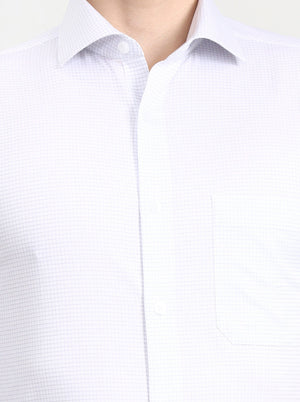 White & Grey Checked Slim Fit Formal Shirt | Metal