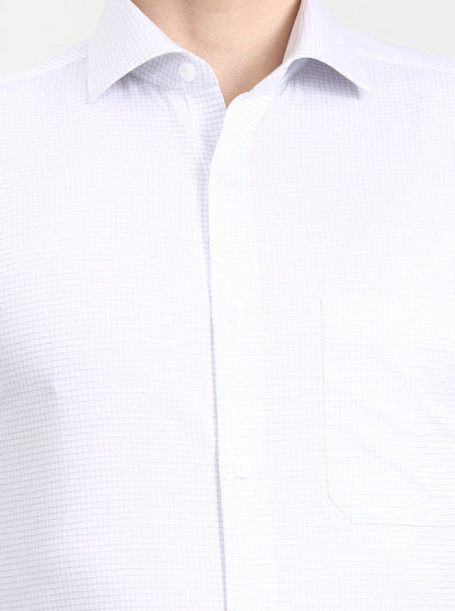 White & Grey Checked Slim Fit Formal Shirt | Metal