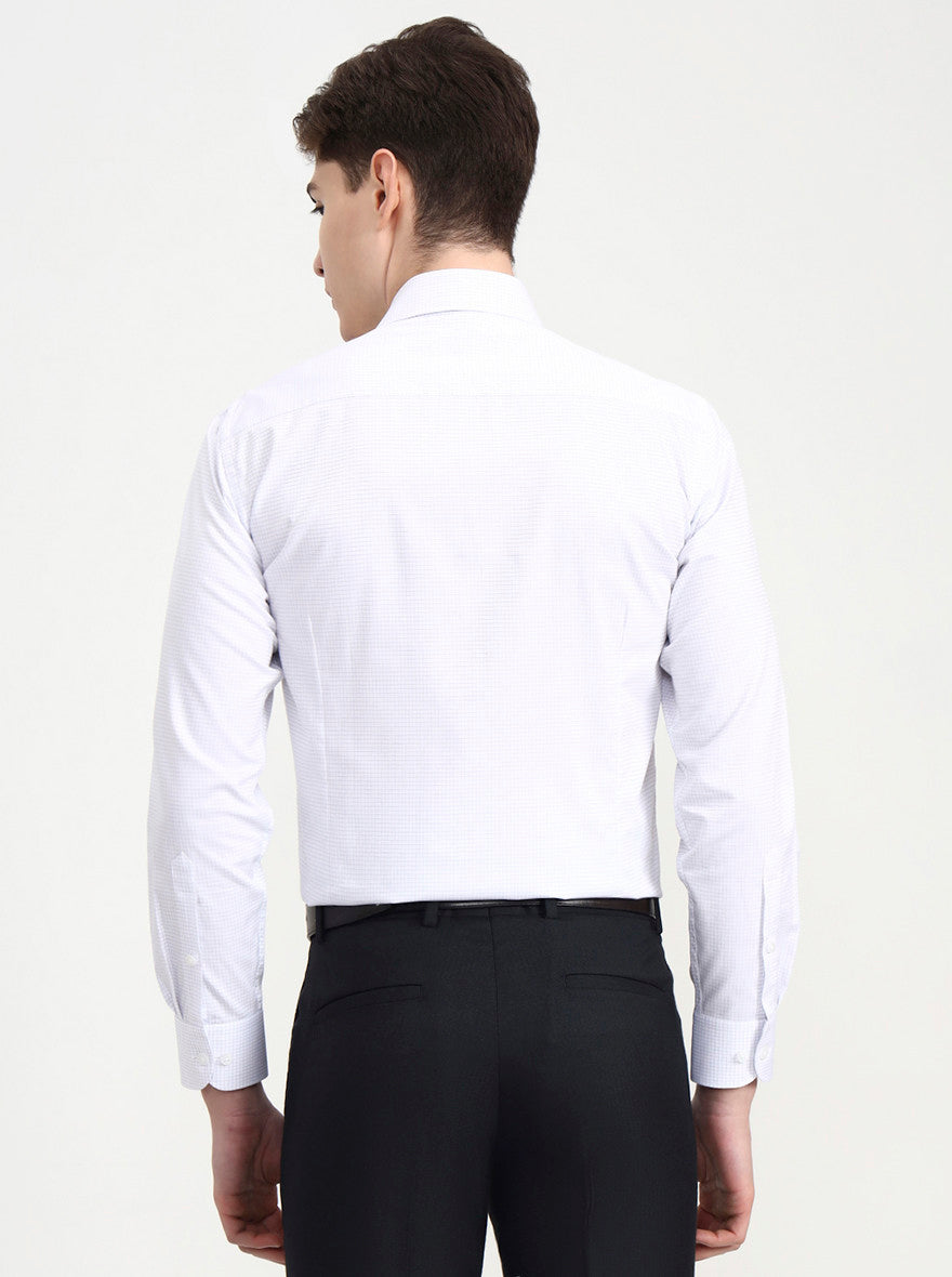 White & Grey Checked Slim Fit Formal Shirt | Metal