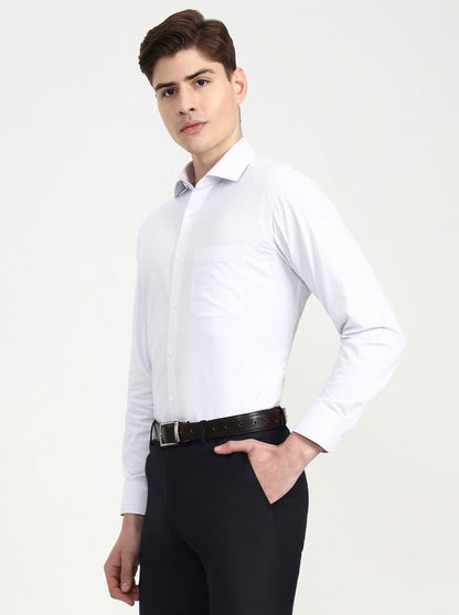 White & Grey Checked Slim Fit Formal Shirt | Metal