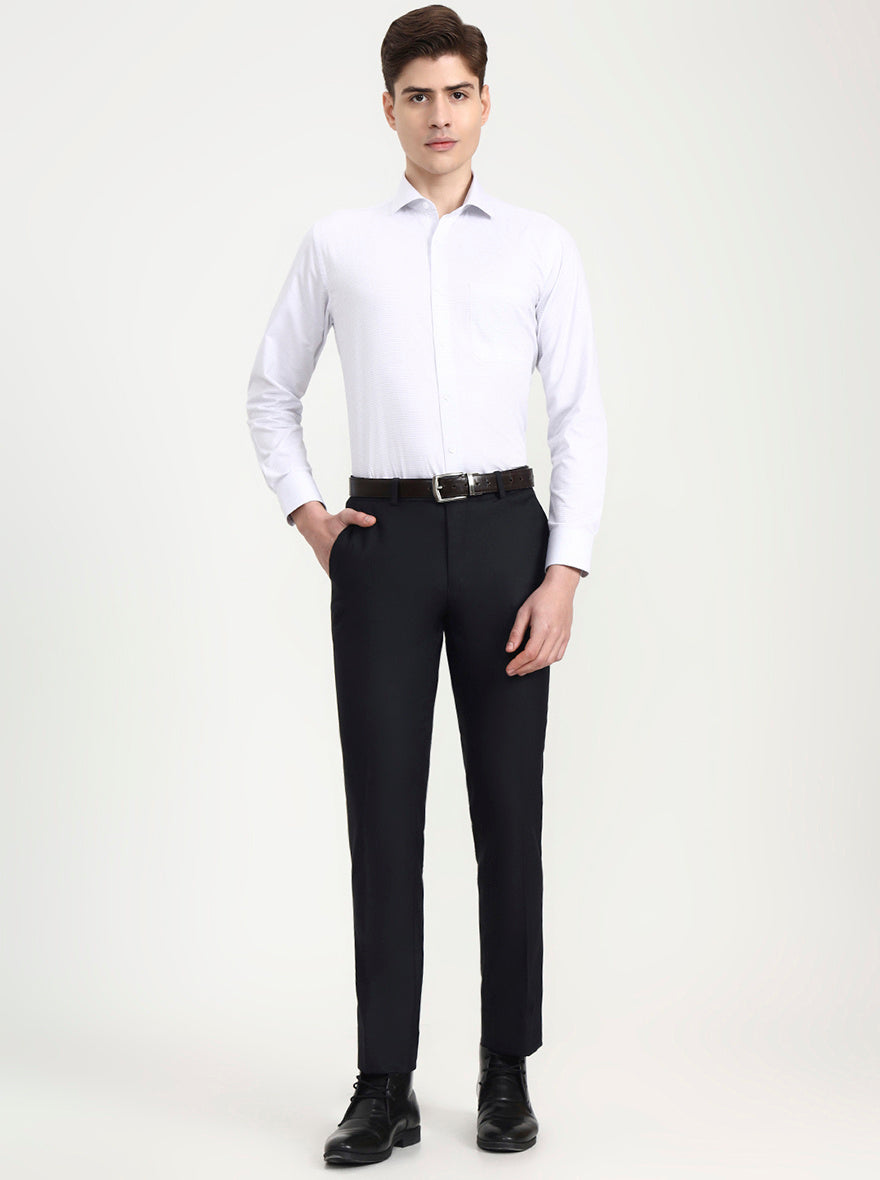 White & Grey Checked Slim Fit Formal Shirt | Metal