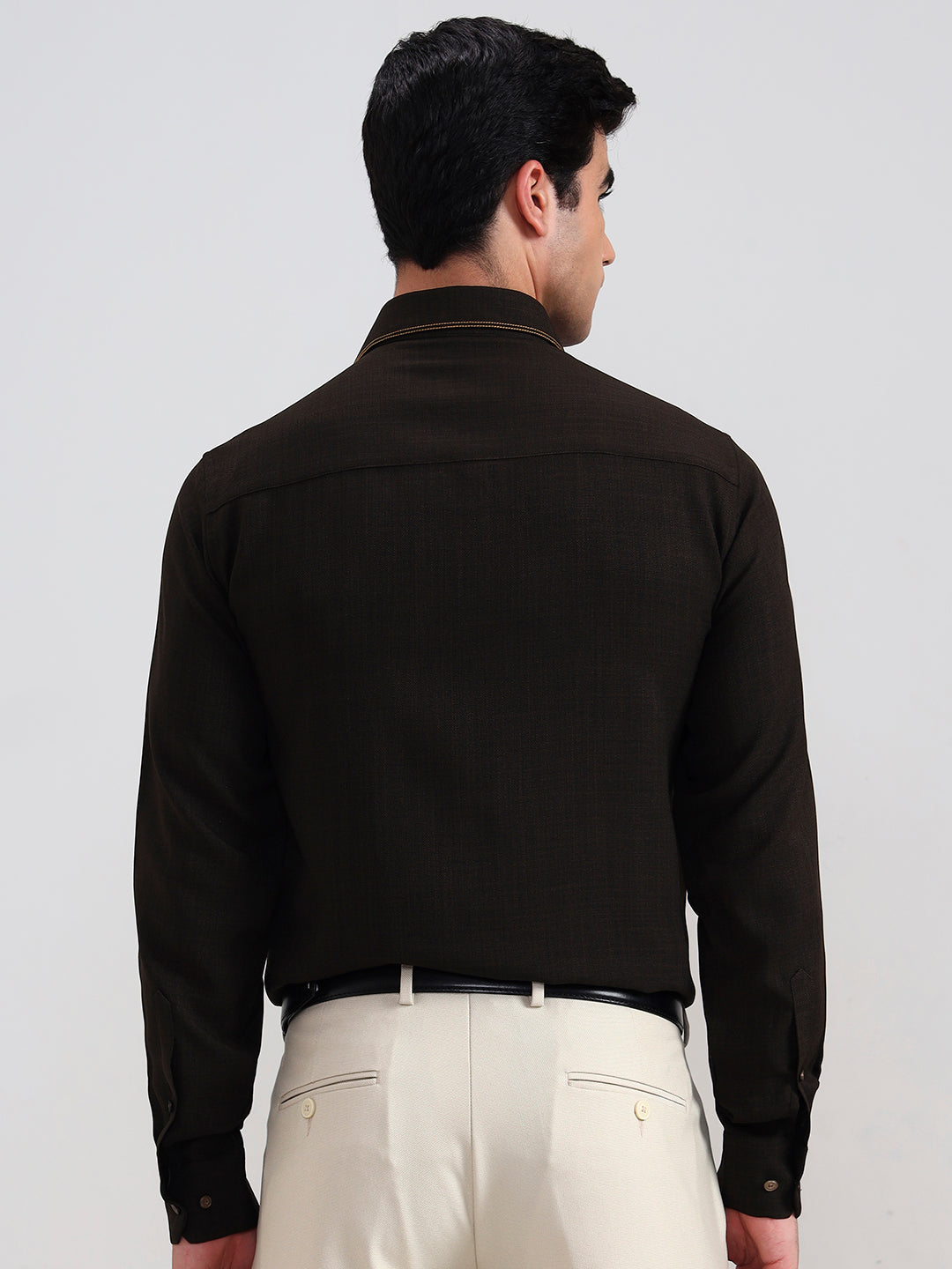 Brown Solid Slim Fit Party Wear Shirt | Wyre