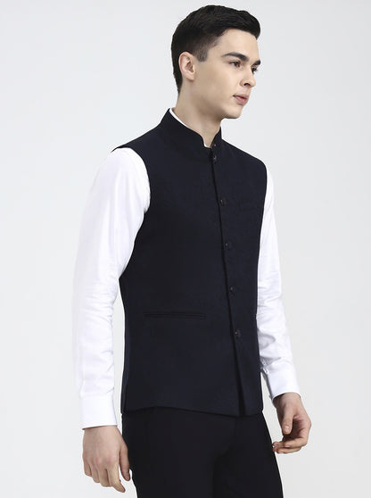 Blue Solid Regular Fit Waistcoat | Wyre