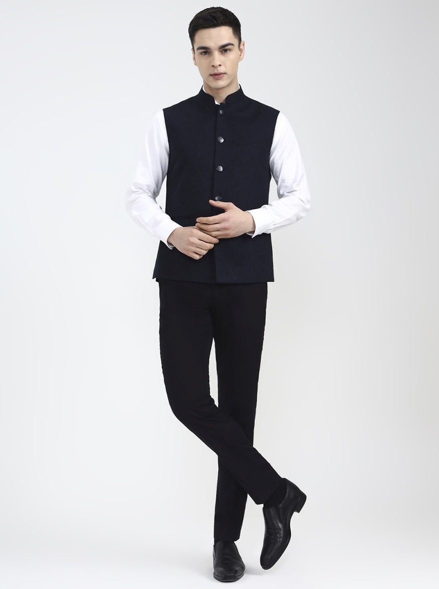 Blue Solid Regular Fit Waistcoat | Wyre