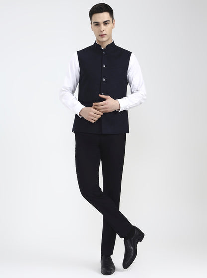 Blue Solid Regular Fit Waistcoat | Wyre