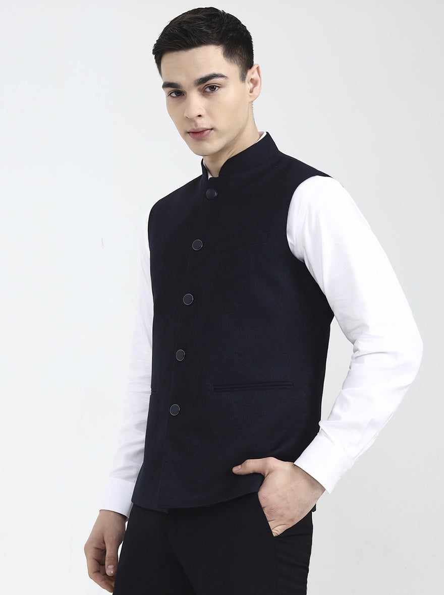 Blue Solid Regular Fit Waistcoat | Wyre